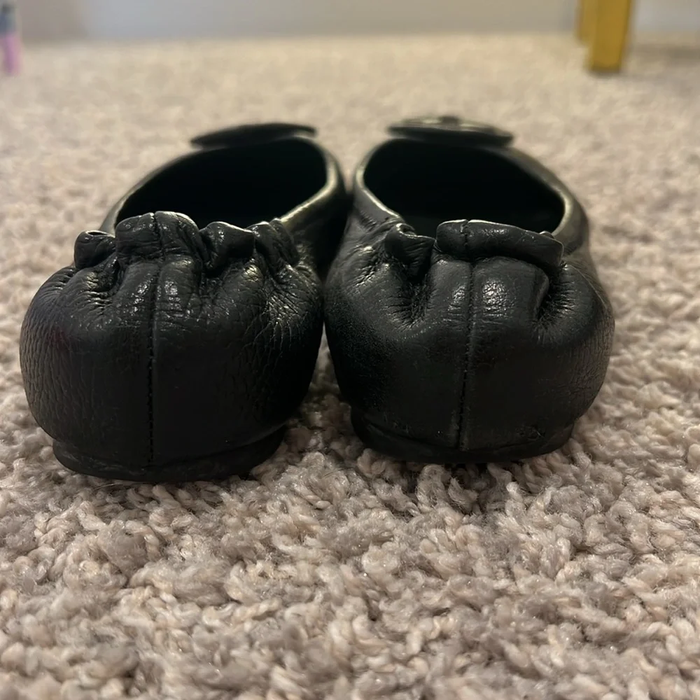 Tory Burch Minnie Black Leather Ballet Flats